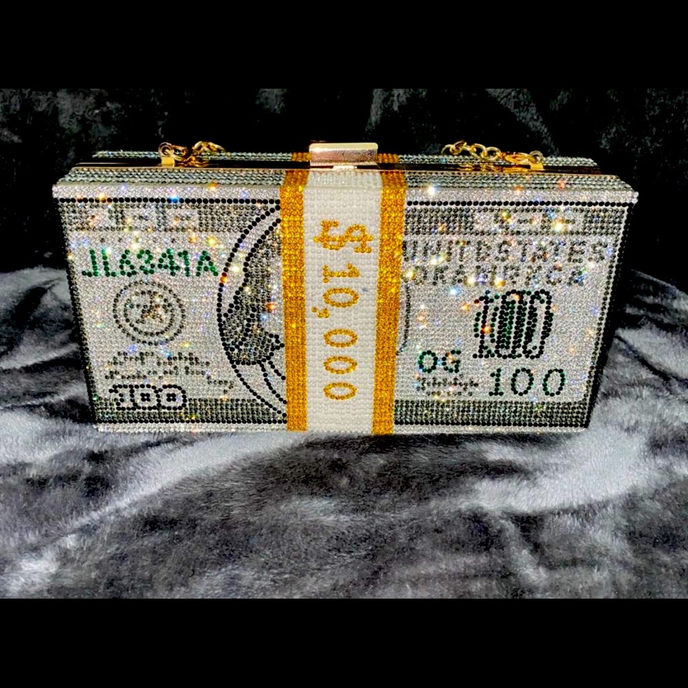 Money clutch - Celebrity Style - Crystal Encrusted Clutch, Evening bag, Purse